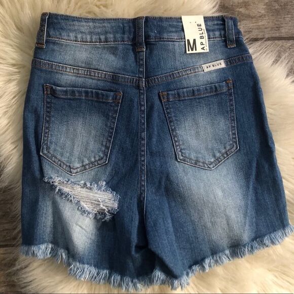 AP Blue by Aphrodite Distressed Denim Shorts - Picture 3 of 8